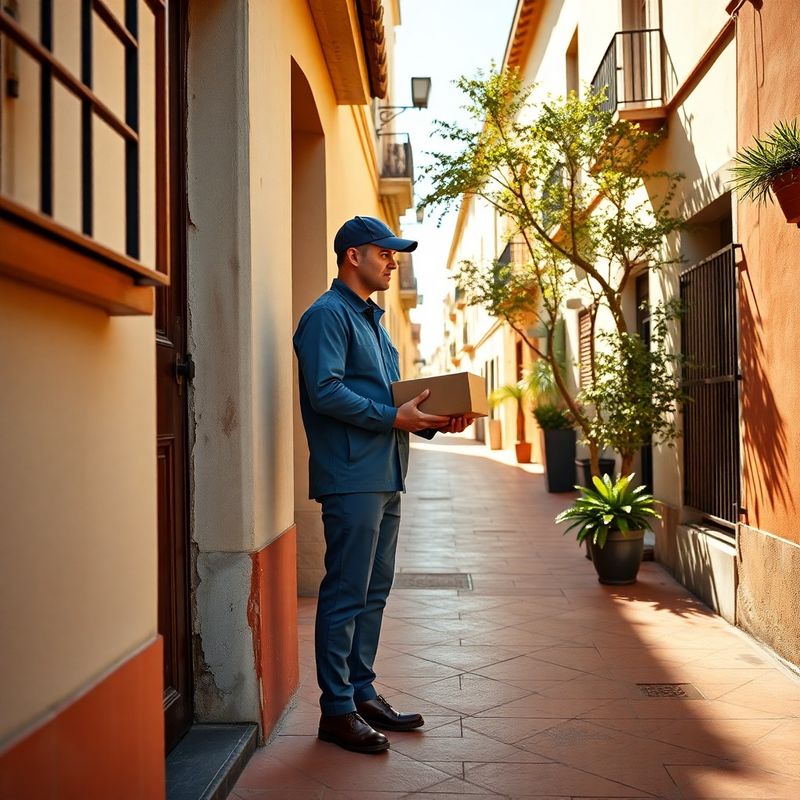 Repartidor entregando un paquete en una calle residencial de Palma